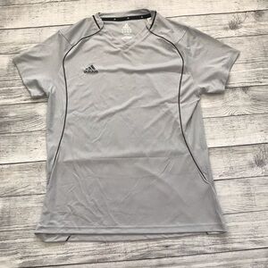 Adidas Gray Clima Cool V-Neck Training Top Shirt Moisture Wicking Large Athletic